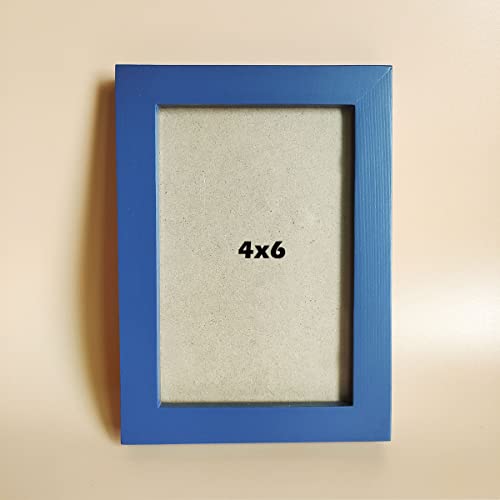 4x6 Picture Frames Blue Solid Wood Frame, Plastic Panel (Film Needs to be Removed) Table or Wall.Front Window Opening 3.5x5.5 inch. - color: Blue, size: 4x6