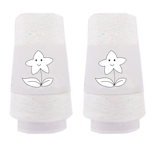 2 Balls Sequin Sparkle Lurex Yarn, Shining Glitter Metallic Knitting-in Accessory Yarn Thread for Knitting and Crochet Sweater Shawl 5000 Yards (1, Magic White) - color: Magic White