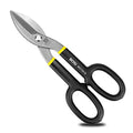 10 Inch Straight Pattern Tin Snips Metal Cutters, High Strength Forged and Heat Treated Carbon Steel with Comfortable Black Rubber Handle - size: 10 Inch