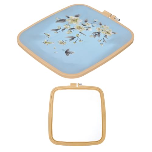 PATIKIL 9.8" x 11" Square Embroidery Hoops, Adjustable Cross Stitch Hoops Ring ABS Plastic Embroidery Frame Punch Needle Hoop for Sewing, Needlework, DIY Craft, Beige