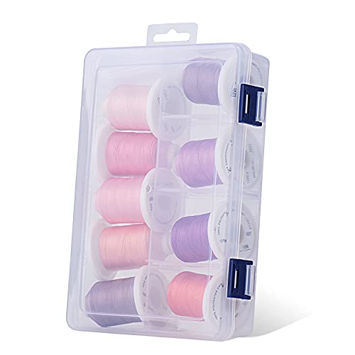 Simthread Embroidery Thread with Storage Box - 800 Yards/Spools - color: Pink & Purple Colors