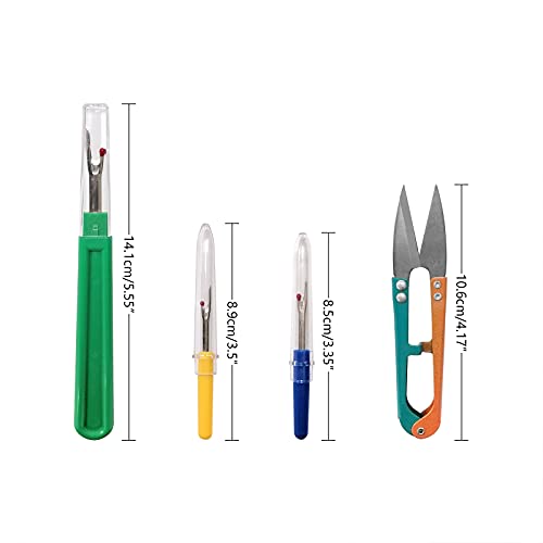 GDMINLO 5 Pieces Colorful Seam Ripper Assortment Thread Remover Kit 2 Big and 2 Small Handy Stitch Sewing Tools with 1 Scissors for Removing Unwanted Hems and Seams