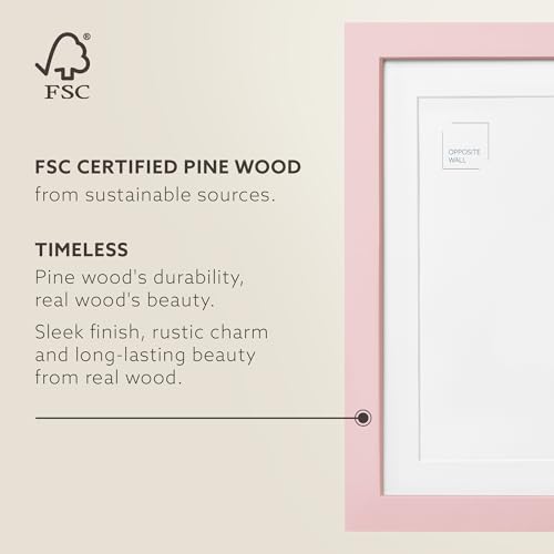 Opposite Wall - 8x10 in - Real Wood Pink Picture Frame - Lightweight, Versatile & Shatterproof - Wall Hanging & Tabletop Photo Frame - Office, Gallery & Home Decor - color: Pink, size: 8x10 in