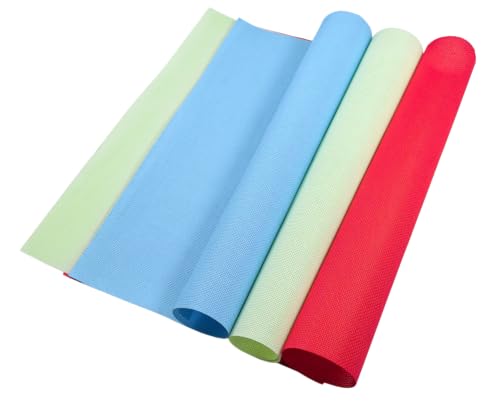 KCS 3 pc of 15" x 18"(38cmx45cm) 16 Count Cross Stitch Cotton Aida Cloth Needlework Rolled Fabric Box,16CT,Light Blue+Light Green+Red - color: Light Blue+light Green+red, size: 16CT