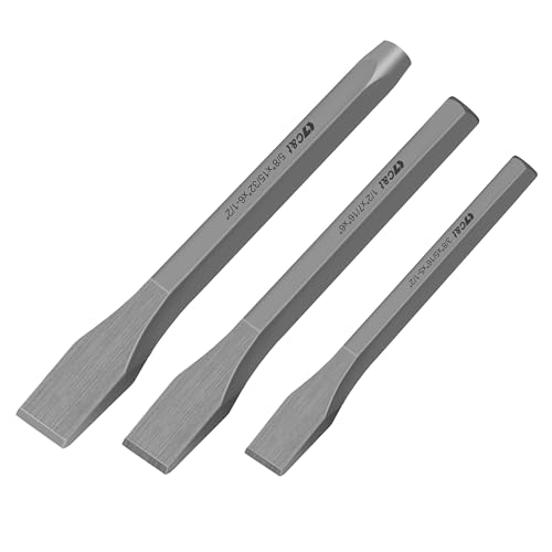 C&T 3-Piece Heavy Duty All Purpose Cold Chisels Kit, 3/8, 1/2, 5/8 in, for Carpentry, Metalwork, Woodwork & Masonry work - size: 3-Piece