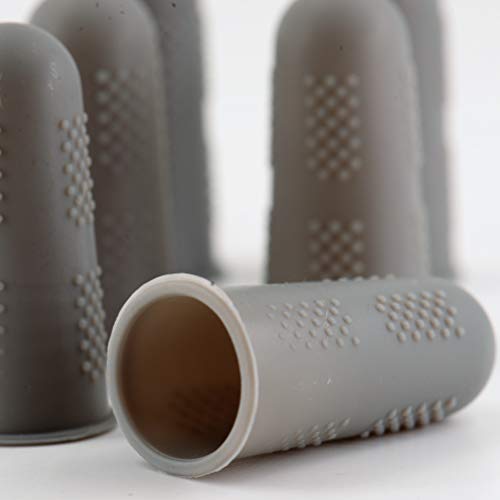 Finger Protectors [Flex Series - 12-Pack] Silicone Non-Stick Finger Covers [Grey - Small (6) / Medium (6)] for Hot Glue | Sewing | Wax | Rosin | Resin | Honey | Adhesives | Scrapbooking - color: Small & Medium - Grey [12-Pack]