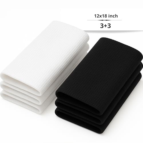 Aida Kit 18 Count 12x18 Inch – 6 Pcs Cross Stitch Fabric Kit Includes 18 Count 3 Black Cloth and 3 Cloth White Cotton 18 Ct Aida Cross Stitch Fabric for Needlework and Embroidery - color: Black, White (18count)