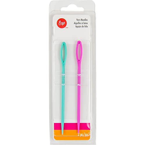 Boye 42-40037 Large Plastic Yarn Needles for Crocheting and Sewing, Teal and Pink, 2pcs - style: Large Plastic Needle