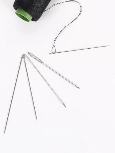 55pcs Stainless Steel Hand Sewing Needles Set, Big Eye Embroidery Needles Kit with Assorted Sizes, Premium Needlework Supplies for Sewing Crafting