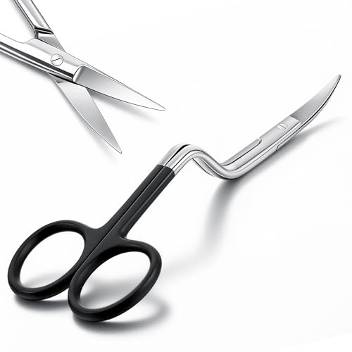 Double Curved Bent Handle Embroidery Scissor for Machine,Black