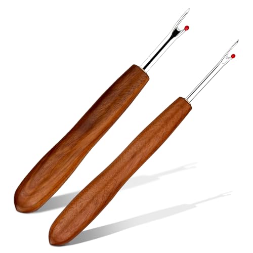 Seam Ripper, 2 PCS Rippers for Sewing, Wood Handle Stitch Remover Tool - color: Rosewood