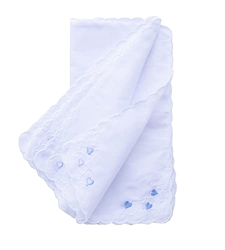 MileyMarla Ladies Embroidery Cotton White Handkerchiefs Lace Wedding Hankies - color: Heart-3pcs