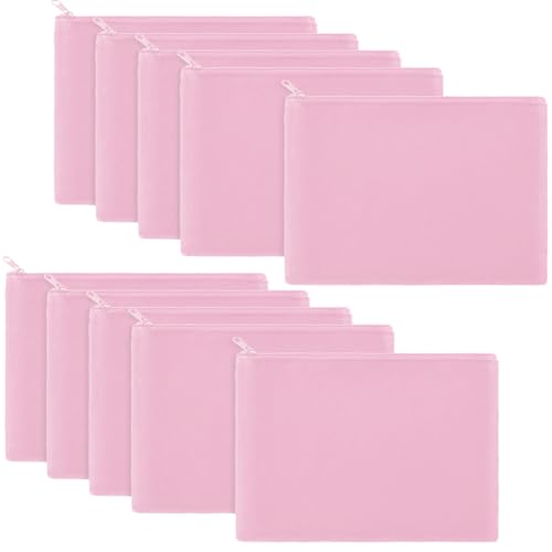 Gejoy 10 Pack Blank Canvas Cosmetic Bags Zipper Pouch DIY,M,Pink - color: Pink, size: Medium