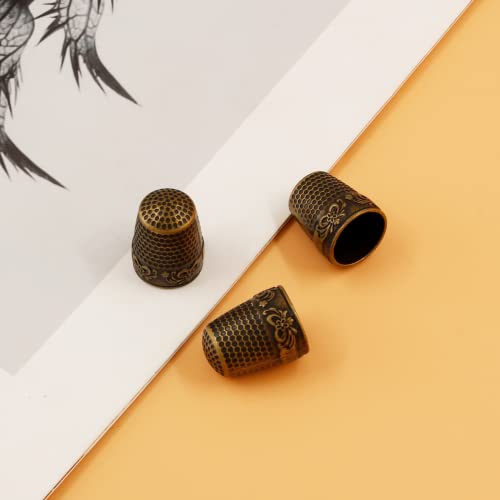 Coufce 4 Pcs Bronze Metal Sewing Thimble - color: bronze