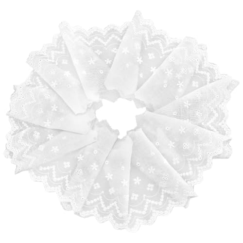 MAYJOYDIY 15yards 5.1inch Wide White Flower Cotton Eyelet Lace Ribbon Wavy Edged Floral Embroidery Eyelet Sewing Trim Ruffle Lace Trim for Dress Pillow Dolls Pets Clothes Bag Sewing - color: 15yards Wide White Flower