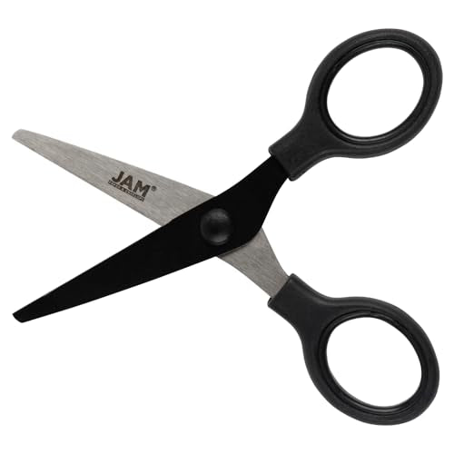 JAM PAPER Multi-Purpose Mini Scissors - 5 Inch - Black - Soft Grip & Stainless Steel Precision Blades - Sold Individually - color: Black, size: Mini (5 Inch)