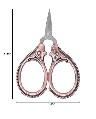 Tiny Embroidery Scissors Set - European Scissors for Sewing (Red Ancient)