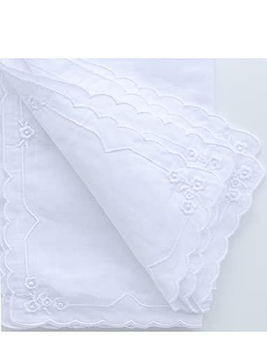 6 Pack of Ladies Embroidery Cotton Handkerchiefs Lace Wedding Hankies - color: E2 New