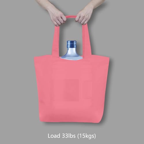 TOPDesign 1-Pack Super Strong Large 12oz Cotton Canvas Tote Bag, Reusable Grocery Shopping Cloth Bag, Fashionable Two-Tone Tote for Crafts, DIY Your Creative Designs - color: Rose Pink