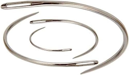 4 Pcs Silver Curved Leather Sewing Needles, Heavy Duty, Set for Weaving, Crafts & Repairing