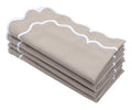 Beige Napkins, Festival Napkins, Scalloped, 100% Cotton, Embroidered, Set of 4, Table Decor Spring Summer, Winter Party Napkins, Farmhouse, Washable, Wedding Linen Napkin 18x18 - color: Beige