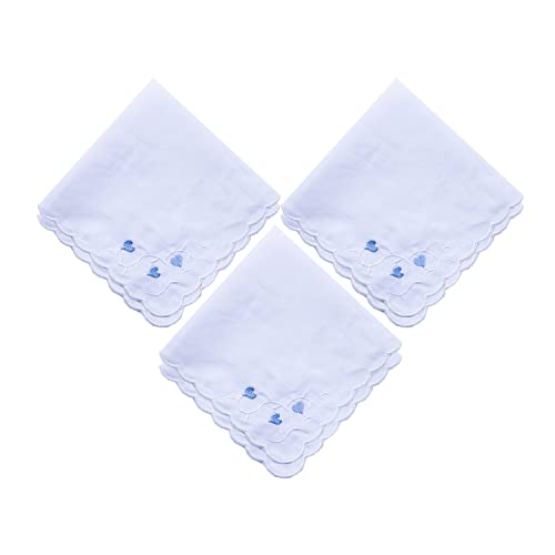 MileyMarla Ladies Embroidery Cotton White Handkerchiefs Lace Wedding Hankies - color: Heart-6pcs