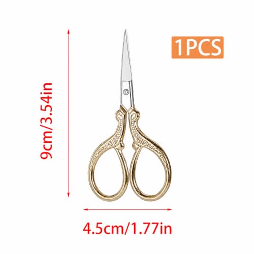 Gold Embroidery Scissors 3.6“ Small Sewing Scissors Leather Cover - color: Gold