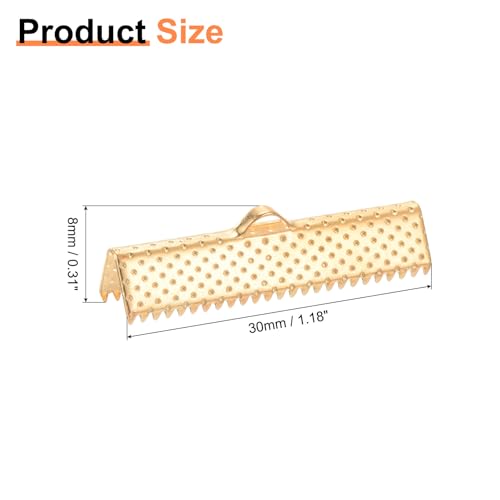 uxcell 280Pcs Ribbon Crimp Clamp Ends, 30mm Bookmark Pinch Crimp Ends, Cord Ends Fasteners Clasp Crimp Ends for DIY Bracelet Necklace Jewelry Making, Light Golden - color: Light Golden, size: 30mm