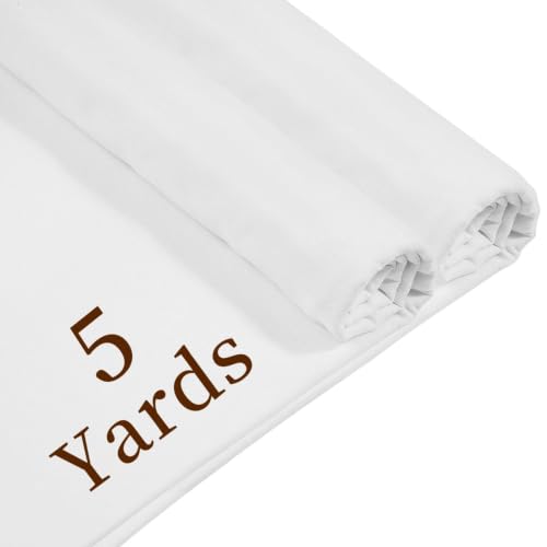 100% Muslin Fabric by Yard, 5 Yards x 59" White Cotton Fabric - color: Bleach White, size: 5 Yards