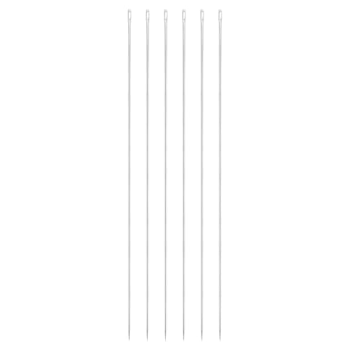 uxcell 6 Pcs Large Eye Sewing Needles, 11.81 Inch 3mm Steel Embroidery Thread Needle Sewing Big Eye Needle Knitting Needles for Hand Sewing Art Crafts, Silver - size: 300mm, 3mm
