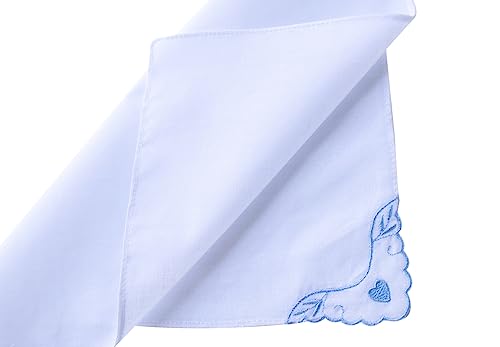 MileyMarla Ladies Embroidery Cotton White Handkerchiefs Lace Wedding Hankies - color: Zwwa-6pcs