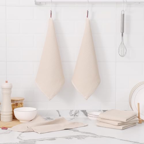 Homaxy 100% Cotton Waffle Weave Dish Cloths, 8 Pack, Beige - color: Begie, size: 12 x 12 - 8 Pack