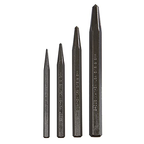 Mayhew Tools 62215 Center Punch, 4-Piece Set, Black Oxide Finish - size: 4-Piece Set