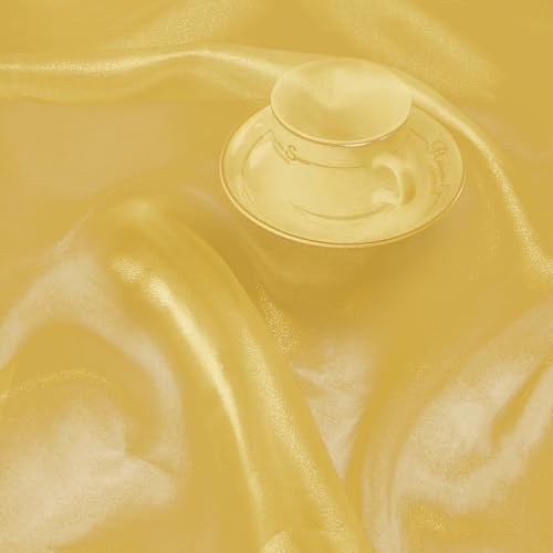 Manyshofu Gold Organza Fabric by The Yard, 60 Wide (1 Yard) - color: Gold, size: 1 Yard