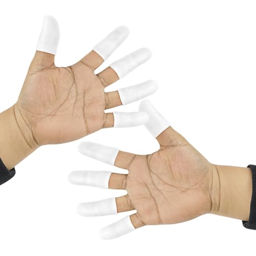 5 Pack Gel Finger Cots, White Fingertip Bandages, Silicone Finger Protectors, Finger Covers for Cracked Fingertip Treament, Finger Arthritis (5)