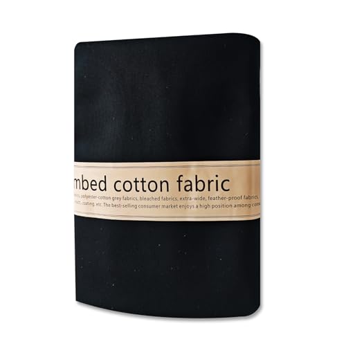 2 Yard Black Twill Cotton Canvas Fabric,Natural Thick Cotton Poplin Fabric by The Yard,59 Inches Wide 100% Cotton, Embroidery Muslin Quilting Fabric Material for Sewing Material Apparel Cloth - color: Black, size: 2 Yards