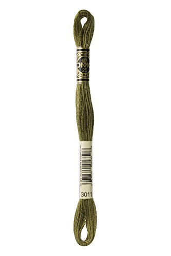 DMC 117-3011 Six Strand Embroidery Cotton Floss, Dark Khaki Green, 8.7-Yard