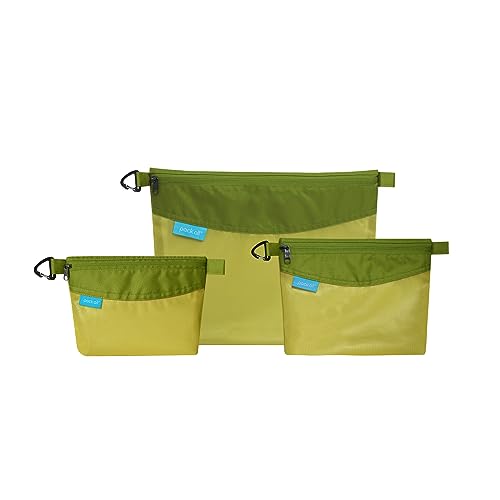 pack all 3 Pcs Water-Resistant Zipper Pouch, Mesh Zipper Bag - color: Green, size: Set