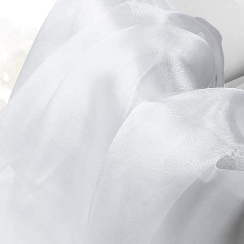 Manyshofu Silver Organza Fabric by The Yard, 60 Wide (2 Yard) - color: Silver, size: 2 Yard