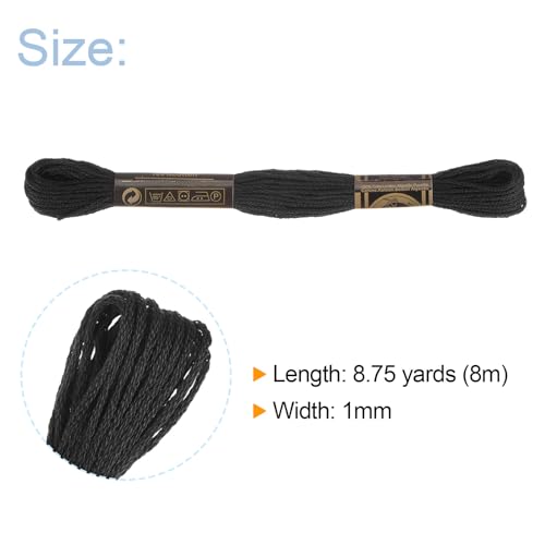 HARFINGTON 12 Skeins Embroidery Floss 8m Each Egyptian Long Fiber Cotton Cross Stitch Thread 26S/2x6 for Embroidery Projects Bracelet, Black - color: Black