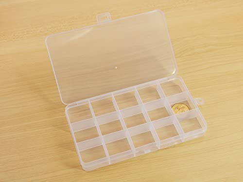 8Pack 15-Grid Clear Fixed Dividers Storage Boxes for Beads - size: 8pcs 15 Grids Box