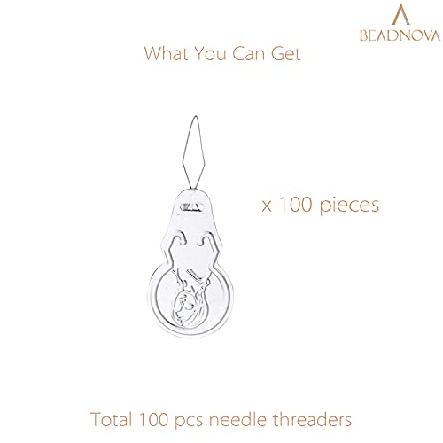 BEADNOVA Needle Threaders 100pcs Aluminum Sewing Needle Threader for Sewing Small Eye Embroidery Craft Knitting Quilting (100pcs) - color: 100pcs