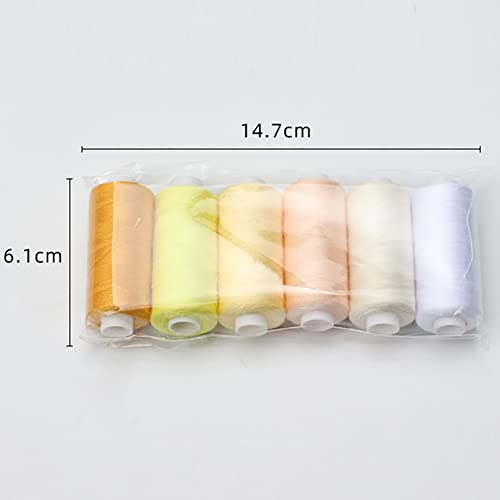 Cotton Thread Set - 6 Colors, 400 Yards Per Spool, Polyester & Cotton Thread for Sewing Machine & Hand Sewing - color: Light Color Series