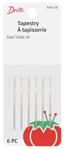 Dritz 56T-20 Tapestry Hand Needles, Size 20 (6-Count), Nickel - size: Size 20