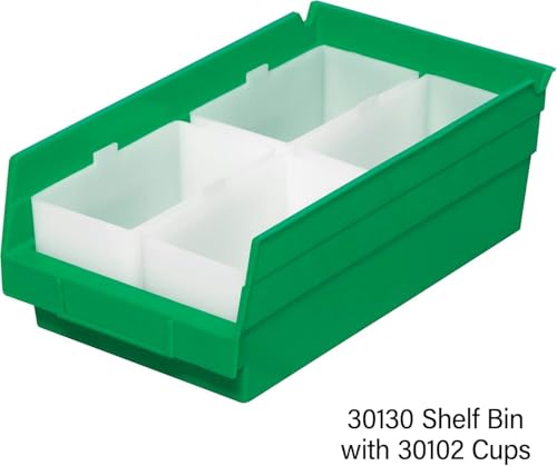 Akro-Mils 30130 Heavy Duty Plastic Shelf Bins, 12"x 6.5"x 4", Green, 12-Pk - color: Green