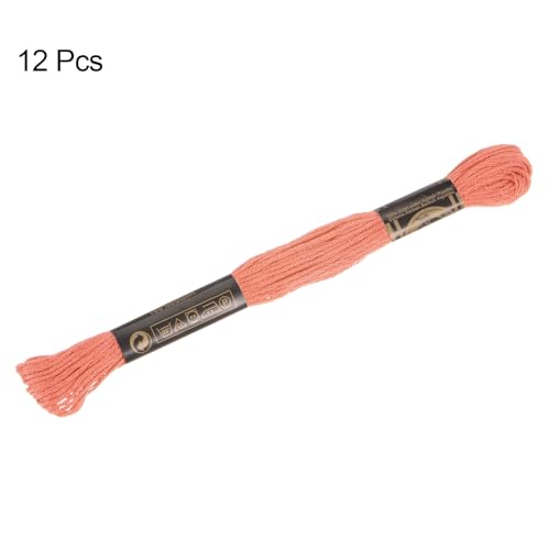 HARFINGTON 12 Skeins Embroidery Floss 8m Each Egyptian Long Fiber Cotton Cross Stitch Thread 26S/2x6 for Embroidery Projects Bracelet, Apricot - color: Apricot