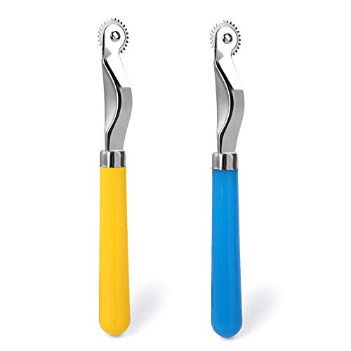 Lunarm Tracing Wheel Sewing Tool 2pcs Steel Needle Point Tracing Wheel - color: Yellow and Blue