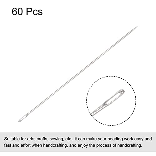 uxcell 60Pcs Beading Needles Fine Thin Long Straight Sewing Embroidery Threads Stainless Steel 1.57 Inch - size: 1.57 inch