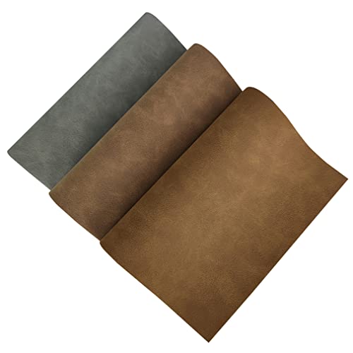 8 Pcs Frosted Suede Faux Leather Fabric Velvety Touch Soft Synthetic PU Leather for Upholstery Fashion Handicraft DIY Projects (21cmx30cm) - color: Frosted-dark Color