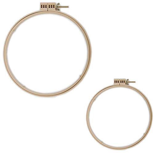 Morgan Quality Products No-Slip Embroidery Hoops Bundle, Interlocking Tongue and Groove Design (7" and 5") - size: 7" and 5"